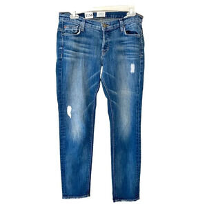 Hudson Womens Leigh Boyfriend Pant Jeans 25 Denim Distressed Wrinkle Medium Wash